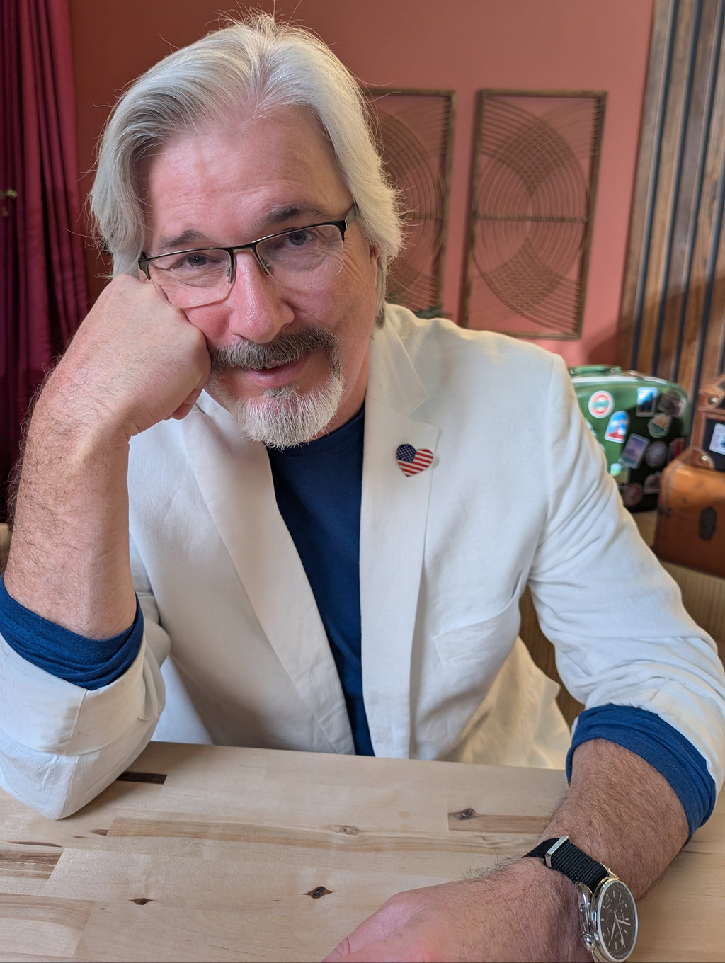 American Flag Heart Shaped Lapel Pin