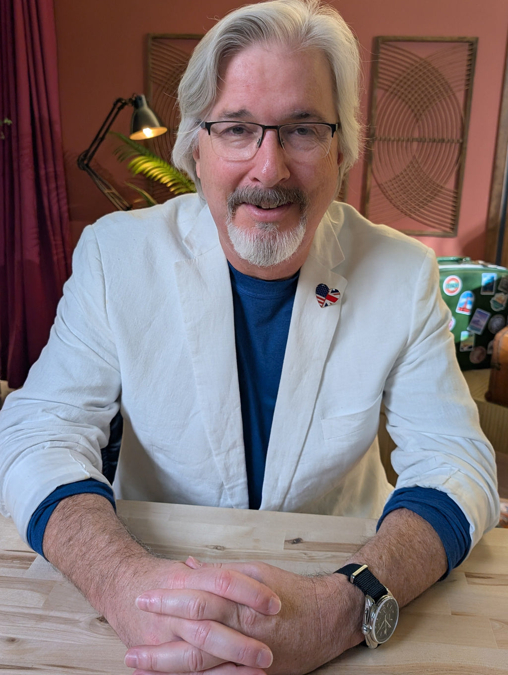 American Flag/Union Jack Heart Shaped Lapel Pin