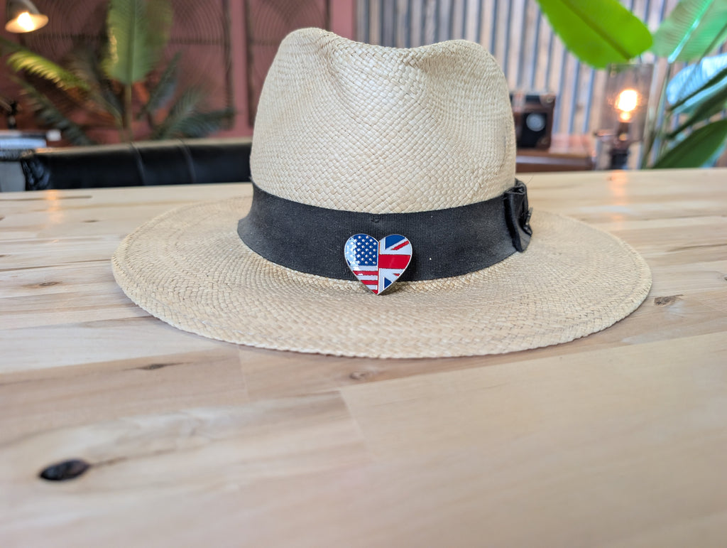 American Flag/Union Jack Heart Shaped Lapel Pin