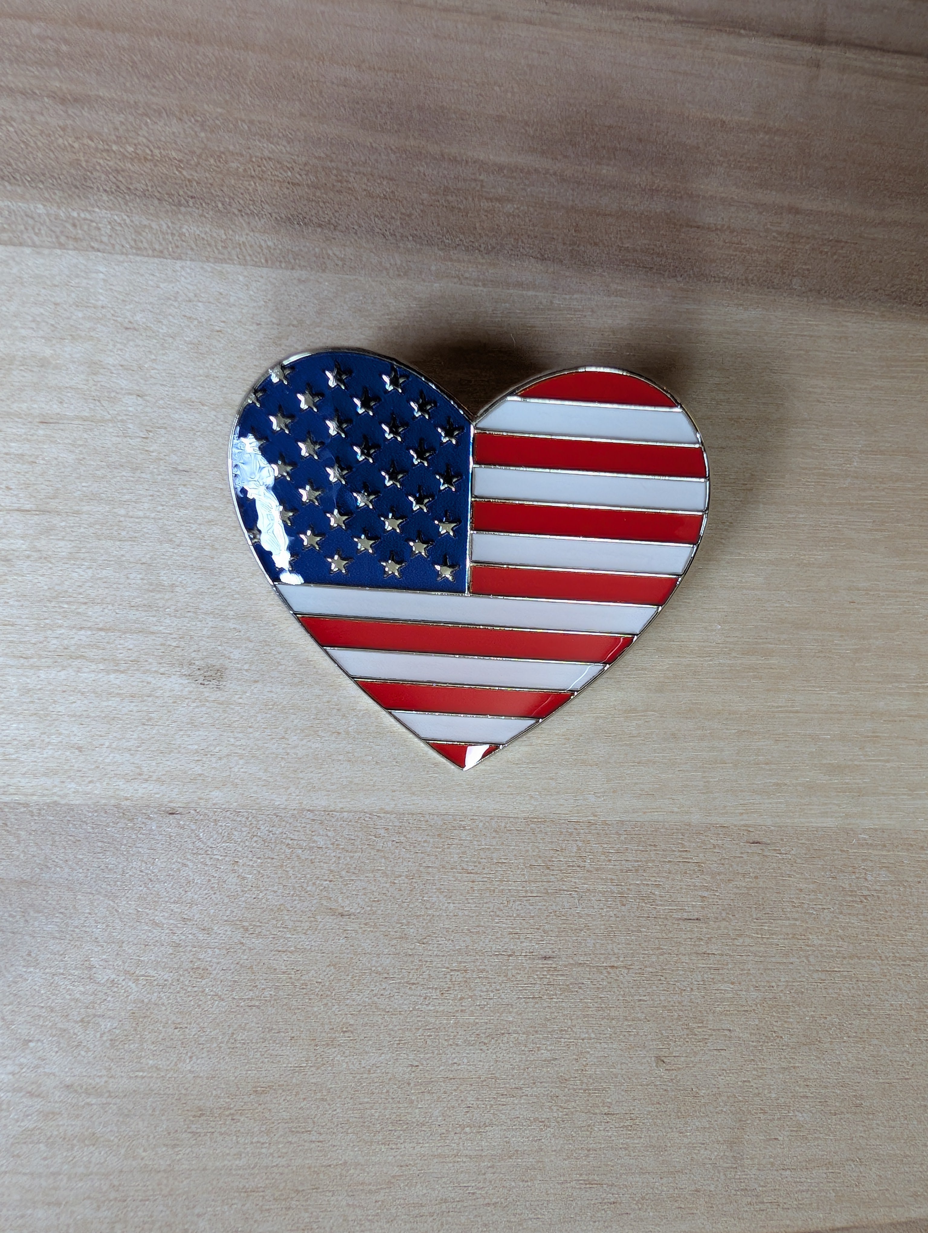 American Flag Heart Shaped Lapel Pin